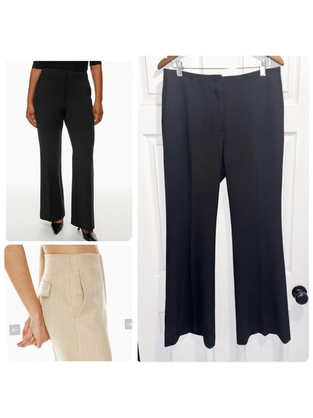 Aritzia Babaton Galina Pants Mid Rise Flared Trousers Black Size 10